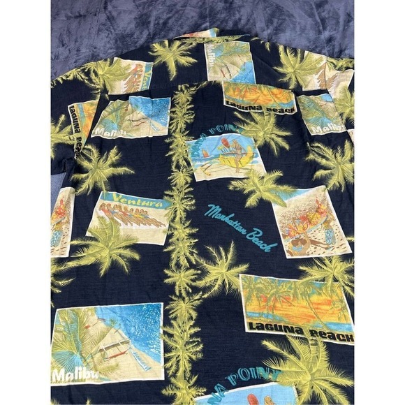 Tommy Bahama men's 100% silk all over print short sleeve button-down shirt Sz XL - Picture 6 of 7